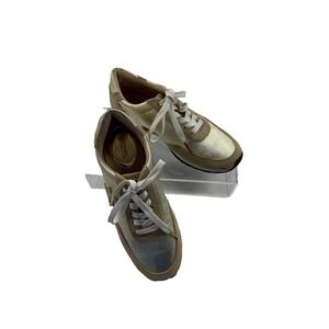 Michael Kors Stanton Trainer Sneakers Women's 6.5M Metallic Gold Lace Up Low Top
